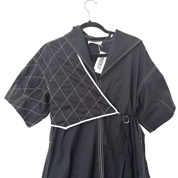 TORY BURCH Diamond‎ Topstitch Sailor Dress Black NWT Sz 2 - Picture 7 of 8